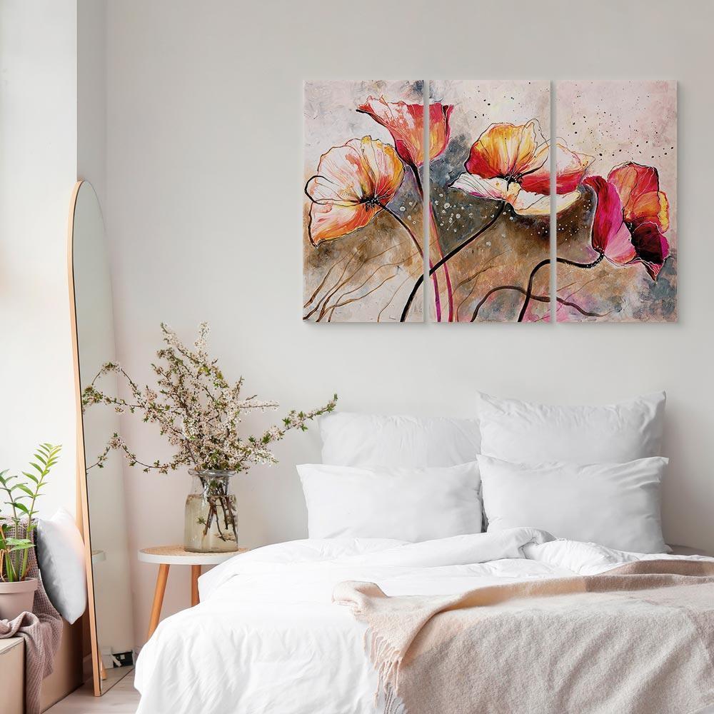 Leinwandbild - Poppies lashed by the wind