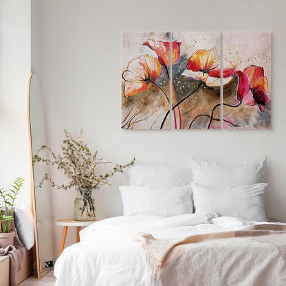 Leinwandbild - Poppies lashed by the wind