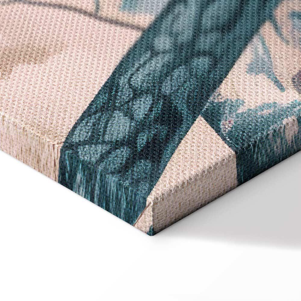 Leinwandbild - Mountainous Coast with Trees and Rocks in Light Pastel Blues