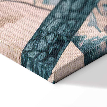 Leinwandbild - Mountainous Coast with Trees and Rocks in Light Pastel Blues