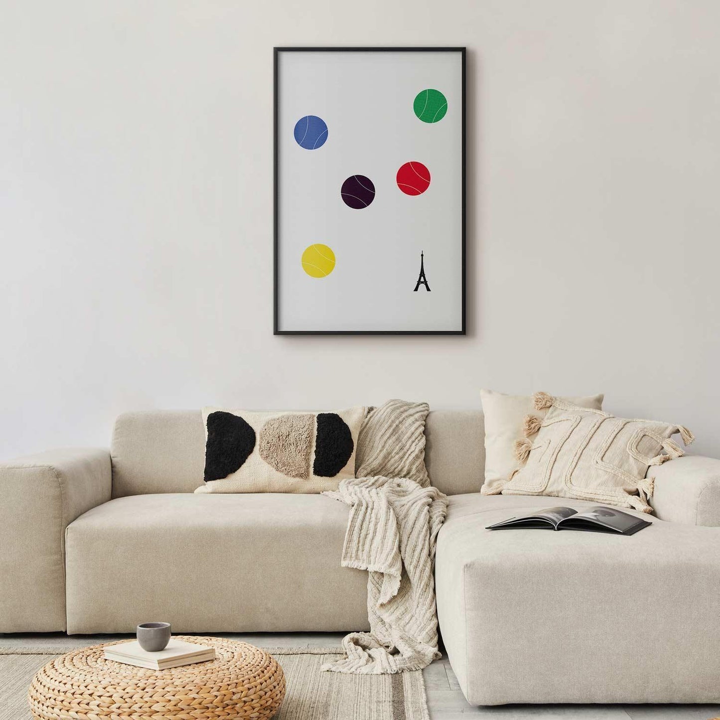 Poster - Eiffel Tower and Colorful Tennis Balls