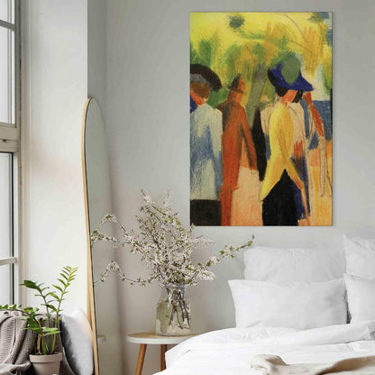 Leinwandbild - August Macke – Walker under trees (Walker in the park)