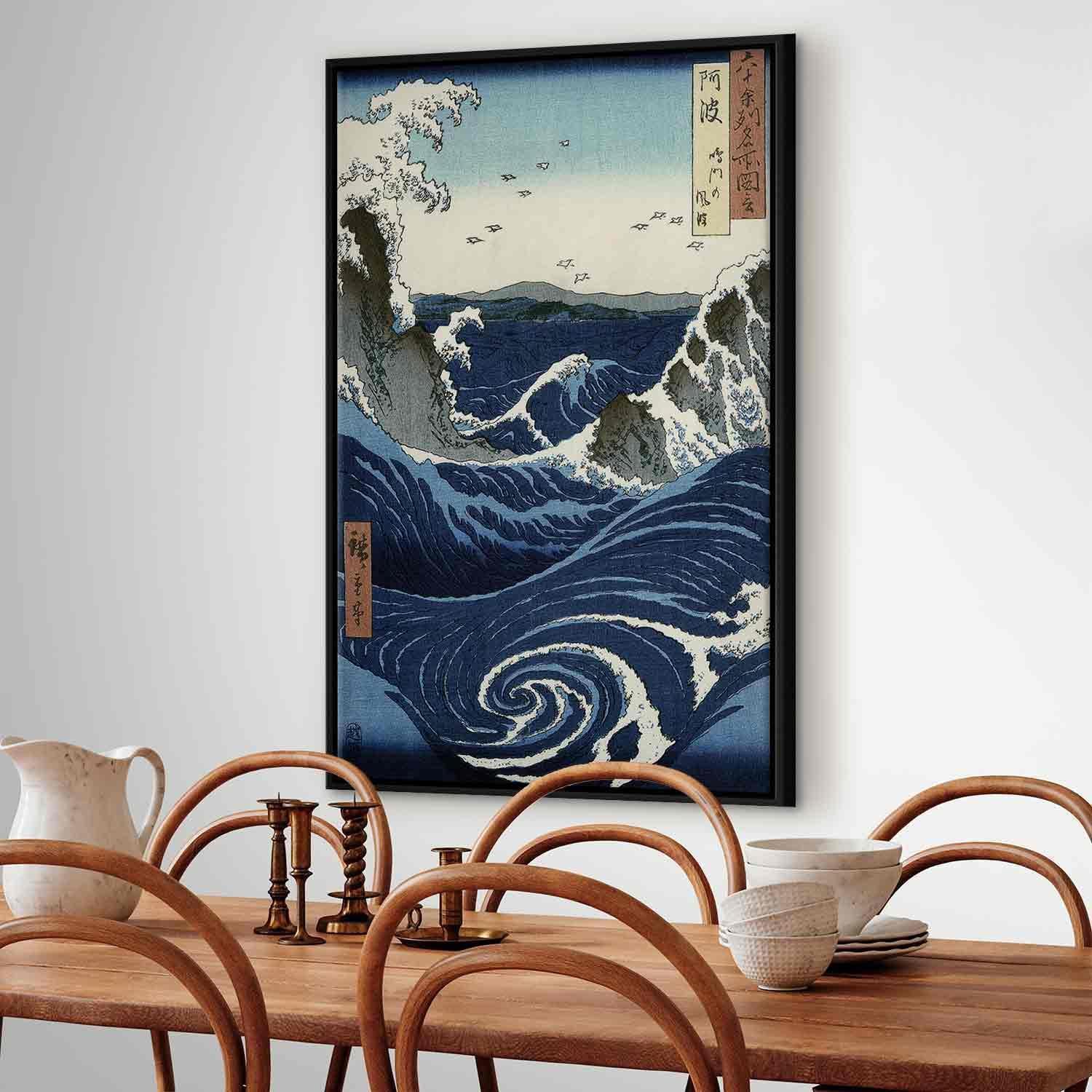 Leinwandbild - View of the Naruto whirlpools at Awa from the series 'Rokuju-yoshu Meisho zue' (Utagawa Hiroshige) Artgeist