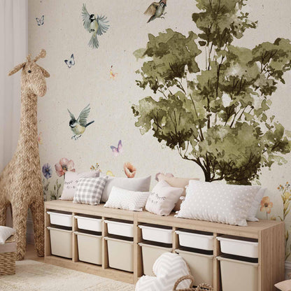 Fototapete - Spring Meadow - a Clearing With Flowers Painted in Watercolours