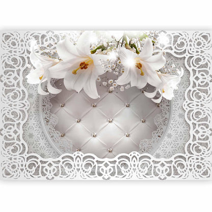 Fototapete - Lilies and Quilted Background Artgeist