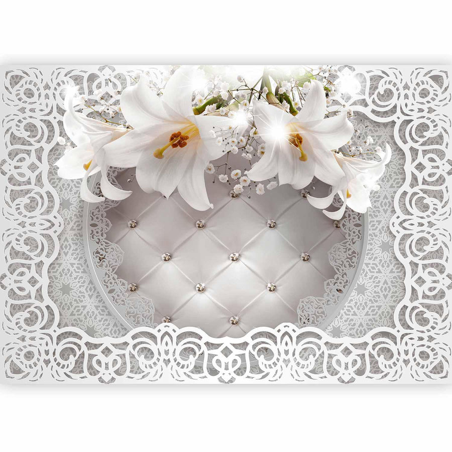 Fototapete - Lilies and Quilted Background Artgeist