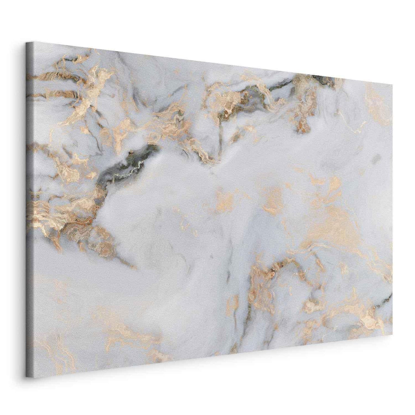 Leinwandbild - White stone – elegant marble with golden reflections