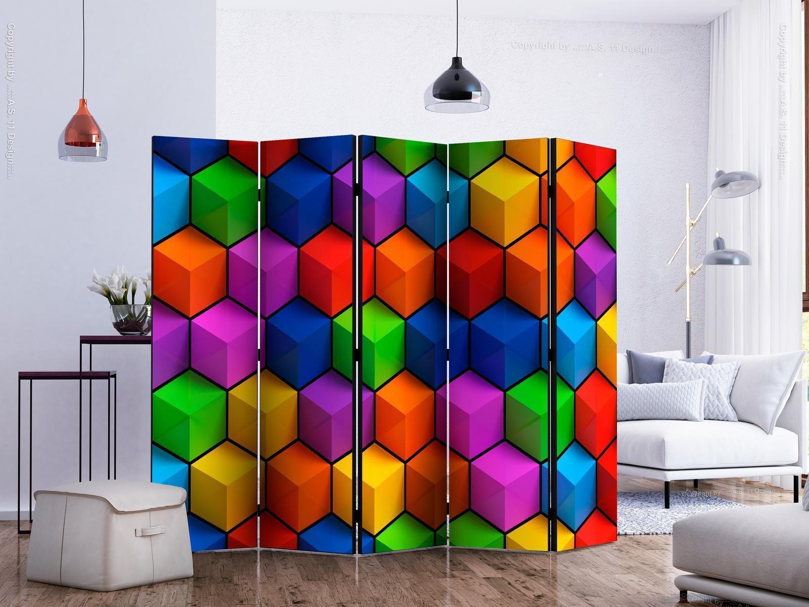 Paravent - Colorful Geometric Boxes II Artgeist