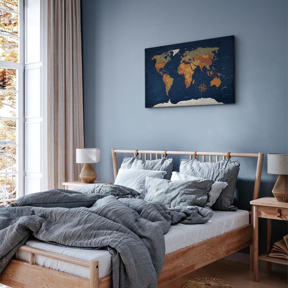 Leinwandbild - World Map: Ink Oceans