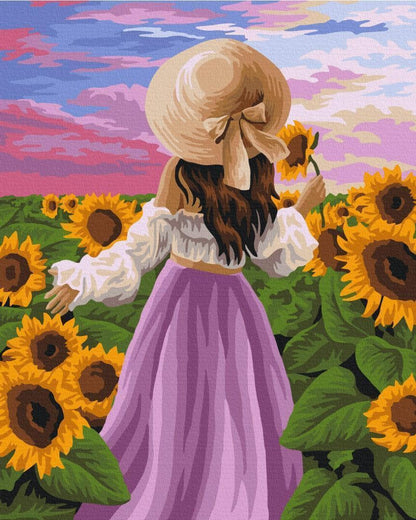 Malen nach Zahlen - Girl among sunflowers