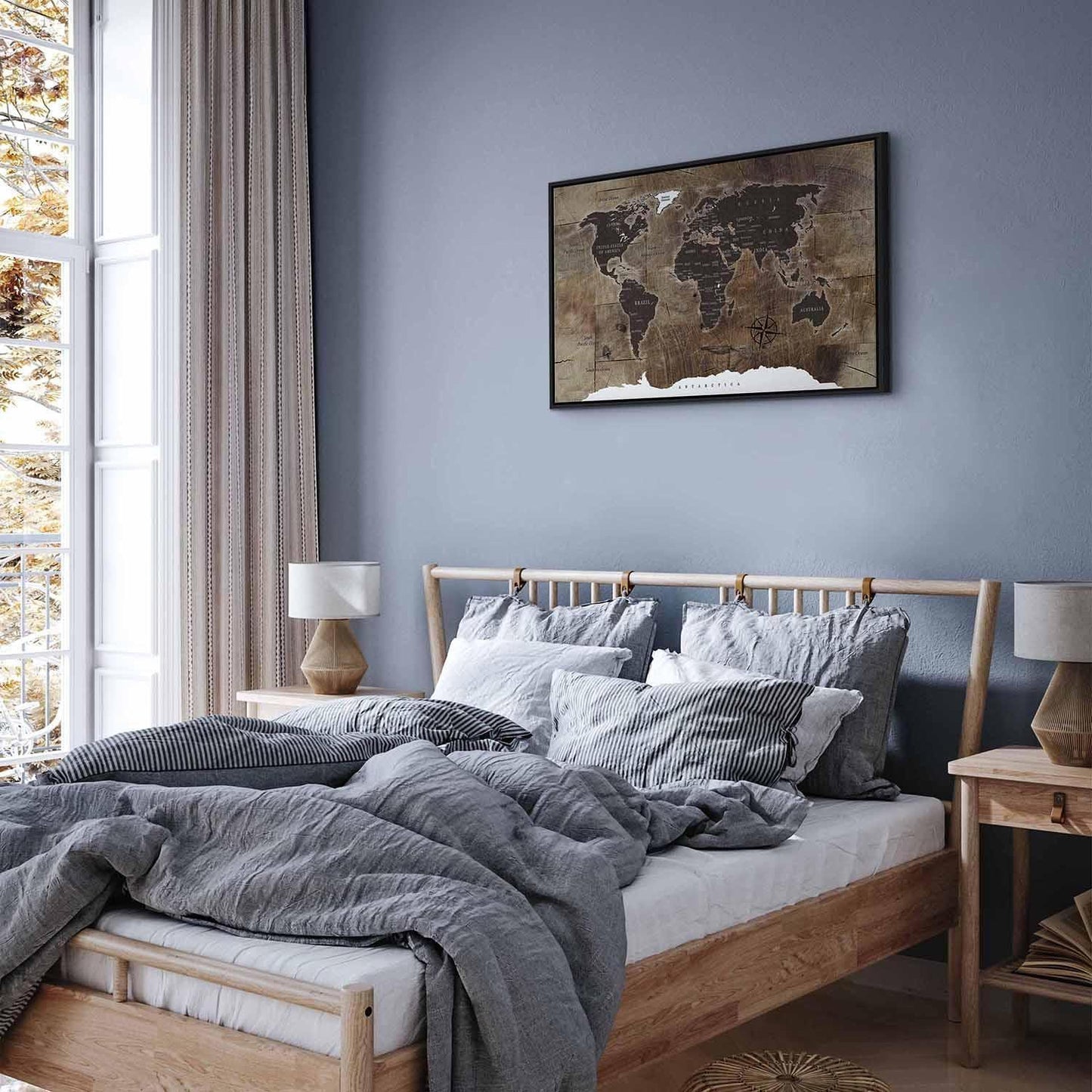 Leinwandbild - World Map: Wooden Mosaic