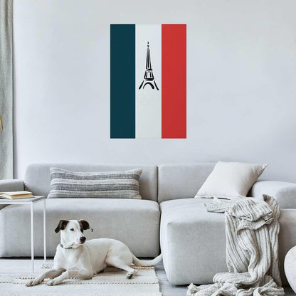 Poster - Graphic Eiffel Tower Against the French Flag Artgeist