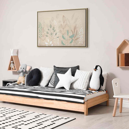 Leinwandbild - Morning in the Meadow - Various Pastel Plants on a Beige Background