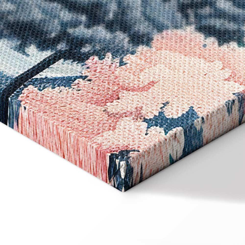 Leinwandbild - Landscape with the Ocean Cliffs and Trees in Delicate Pink Shades