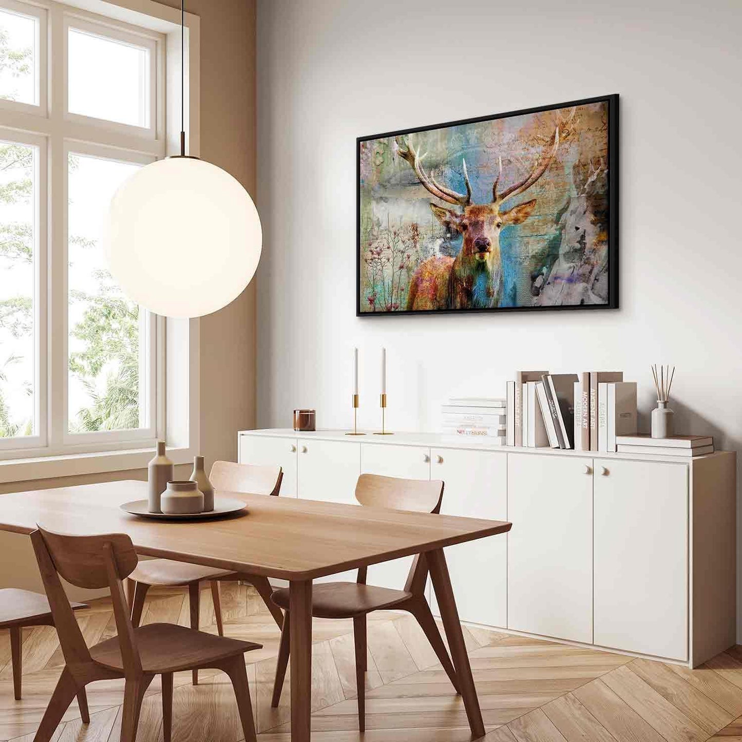 Leinwandbild Hirsch auf Holz – Rustikales Waldmotiv mit Naturcharme