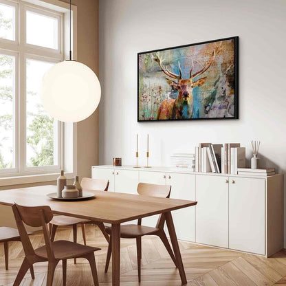 Leinwandbild Hirsch auf Holz – Rustikales Waldmotiv mit Naturcharme