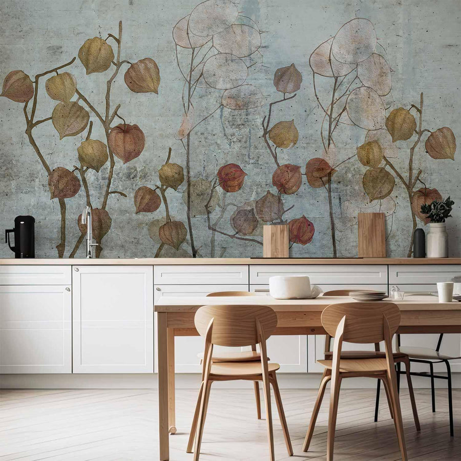 Fototapete „Painted Lunaria“ – Zarte Blütenkunst für stilvolle Räume