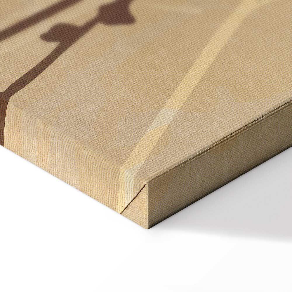 Leinwandbild - Tiny Bird - Colorful Grasses in Golden Shades of Sunset