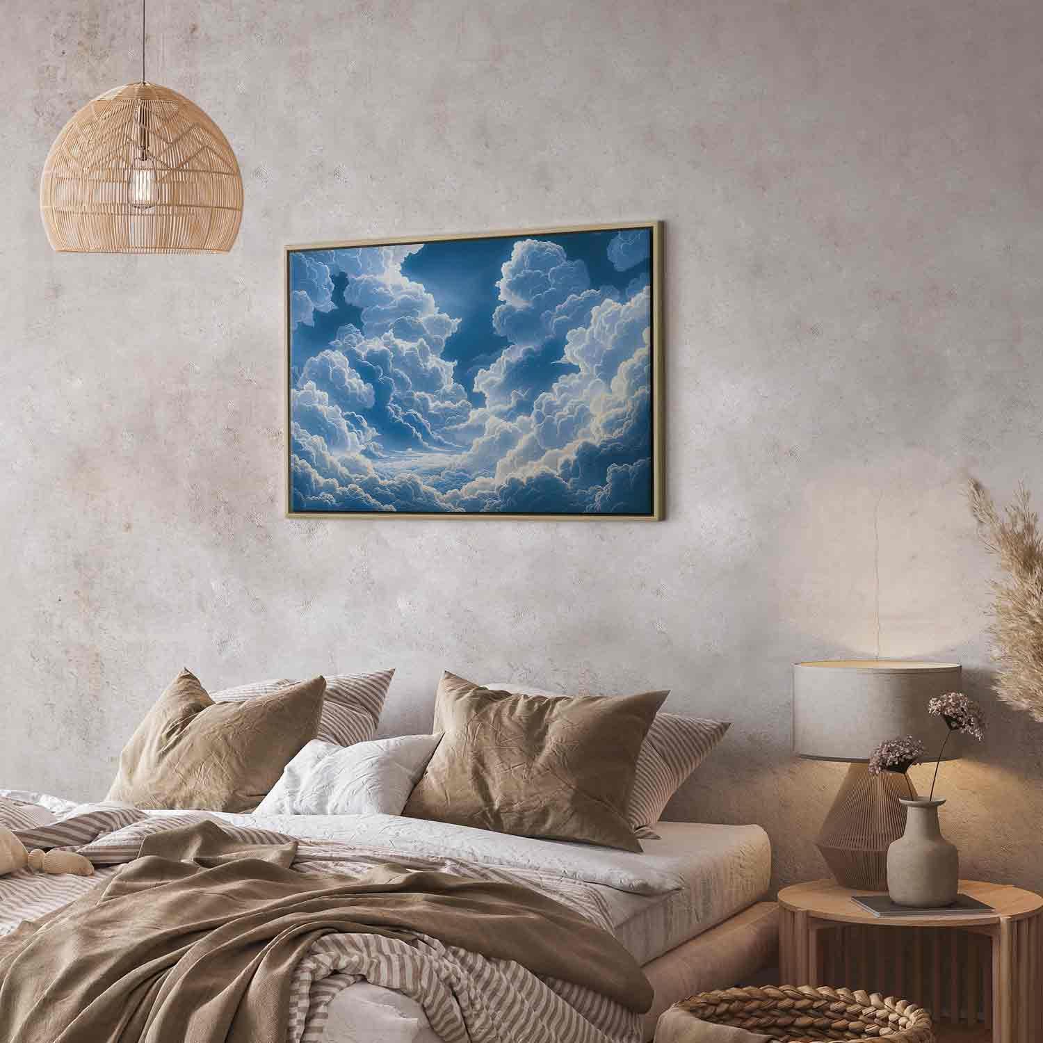 Leinwandbild - Blue Sky Breaking Through White Fluffy Clouds Artgeist