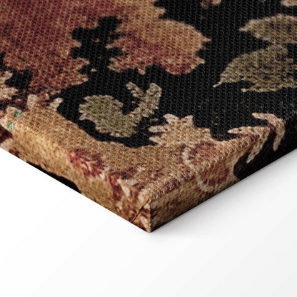 Leinwandbild - Mediterranean landscape - old tapestry with a hill and a lake