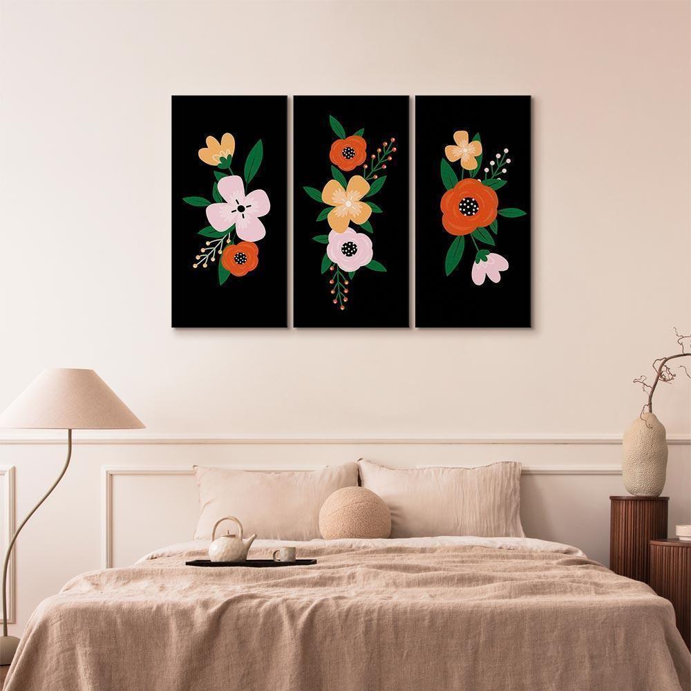 Leinwandbild - Colorful Bloom (3 Parts)
