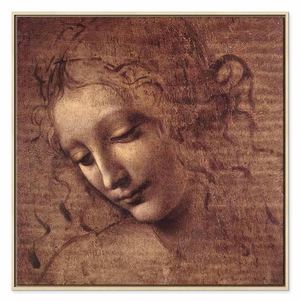 Leinwandbild - Leonardo da Vinci – Head of a Young Woman (Leda)