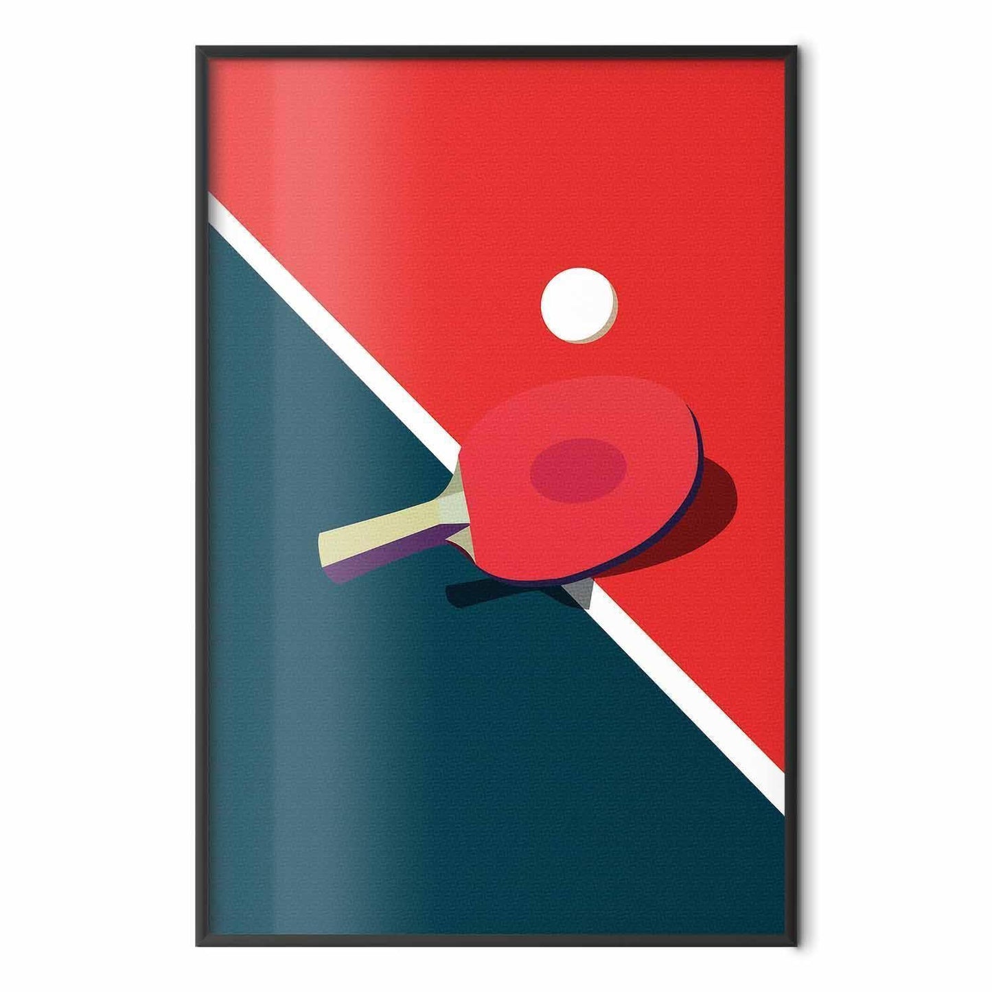 Poster - Table Tennis - Ball and Racket on a Table