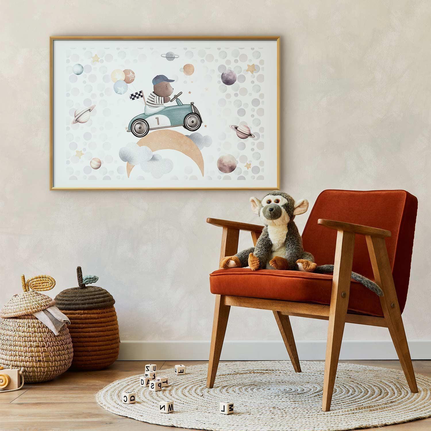 Poster - Bear in a Race Car Artgeist