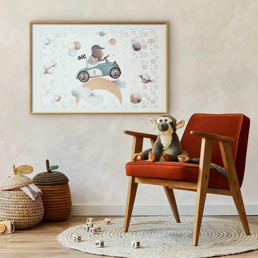 Poster - Bear in a Race Car Artgeist