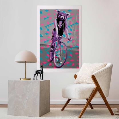 Poster - Raccoon on a Bicycle Artgeist
