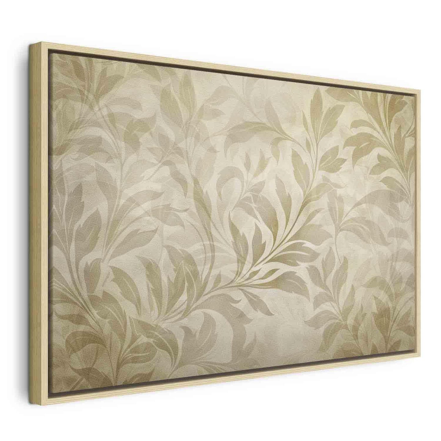 Leinwandbild - Botanical Motif with Leaves and Vines in Sand Colors Artgeist