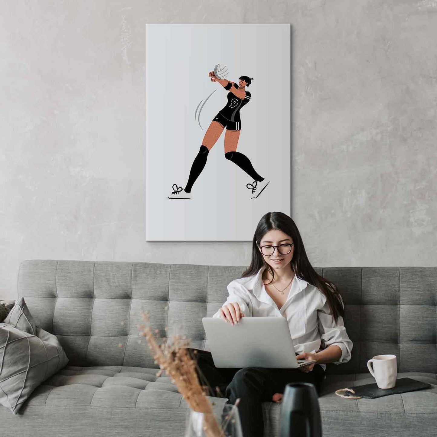 Leinwandbild - Female Volleyball Player Illustration