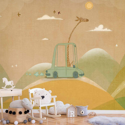Fototapete - Giraffentraum - Abenteuerliche Reise-Kunst mit charmanter Giraffe