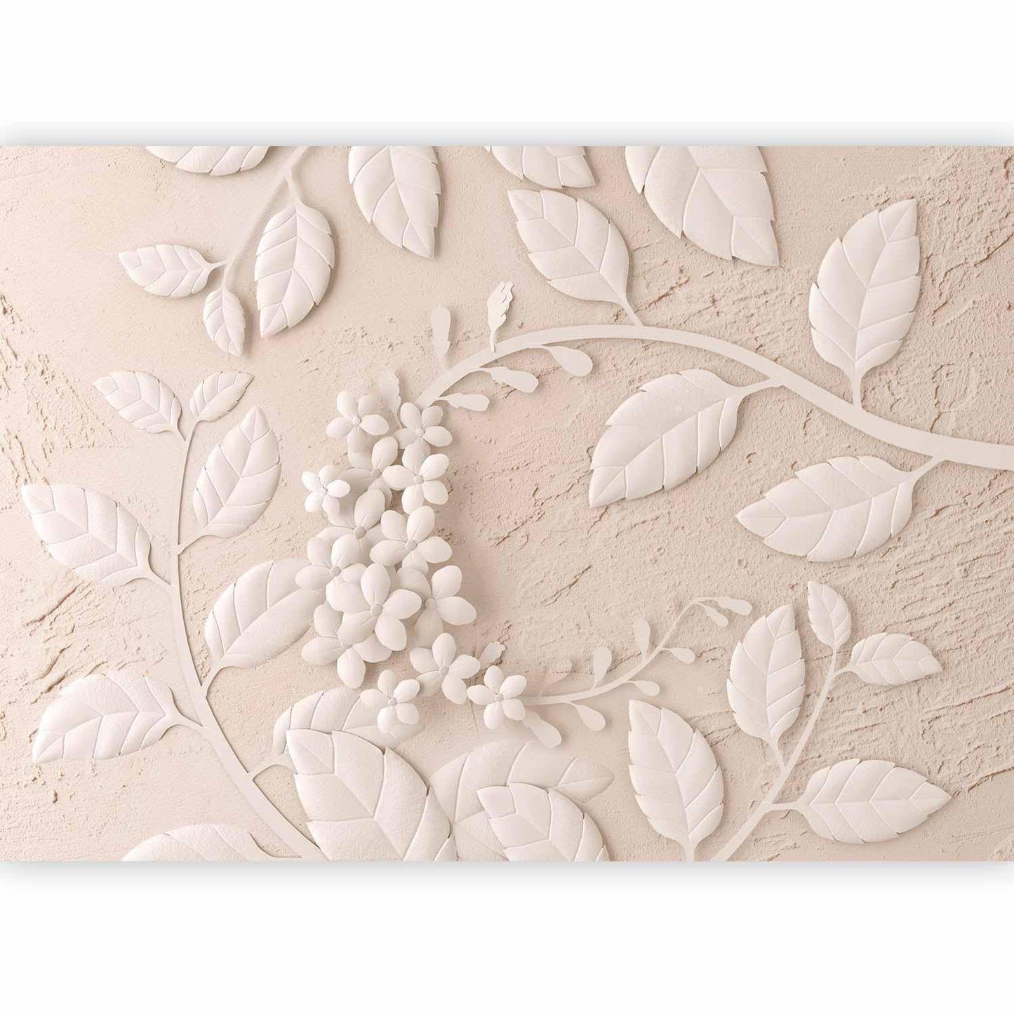 Fototapete „Paper Flowers Beige“ – Blumige Eleganz in zarten Tönen