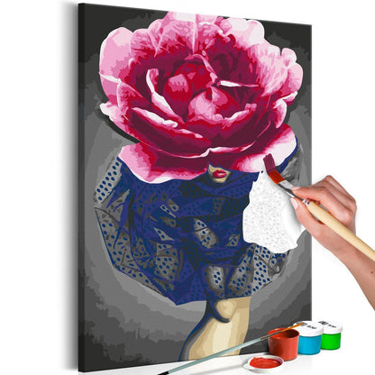 Malen nach Zahlen Blumenmädchen - Fantasievolle Frauensilhouette die harmonisch mit Blumenelementen und Naturmotiven verschmilzt - Sawelt