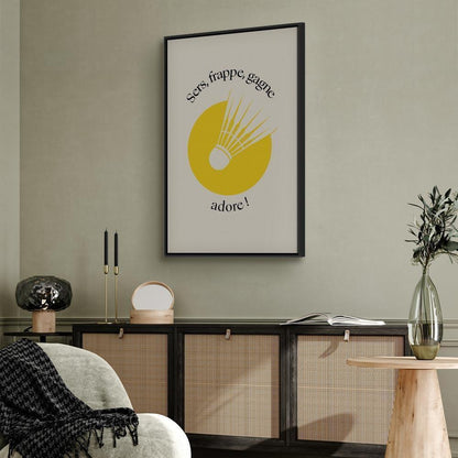 Leinwandbild - Badminton Shuttlecock on a Yellow Circle Background