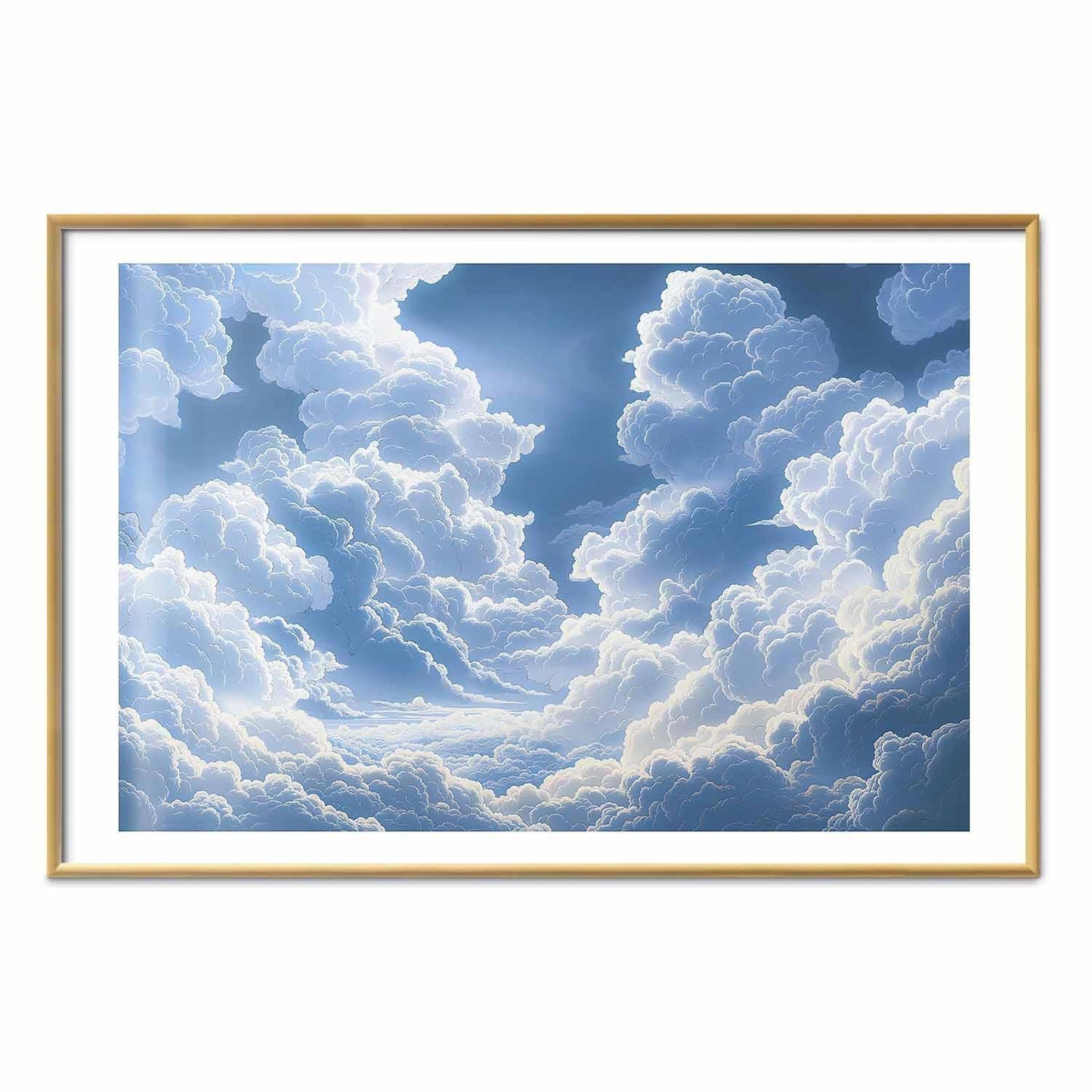 Poster - Blue Sky Breaking Through White, Fluffy Clouds