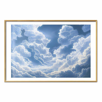 Poster - Blue Sky Breaking Through White, Fluffy Clouds