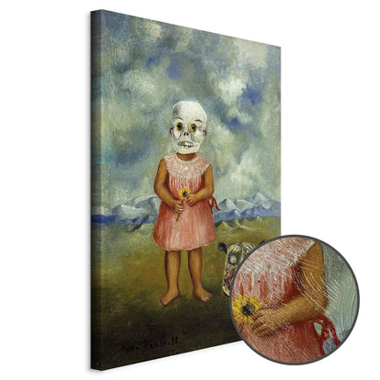 Leinwandbild - Frida Kahlo – Girl with Death Mask (She Plays Alone)