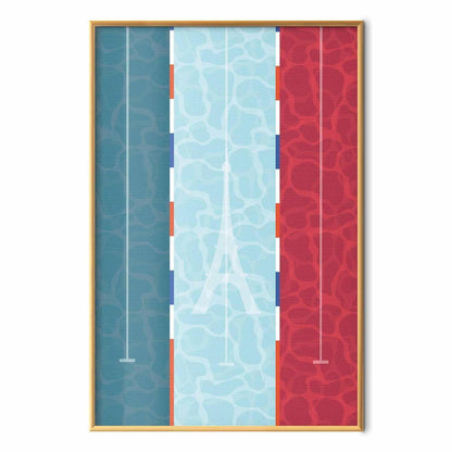 Poster - Illustration of a Pool Against the French Flag