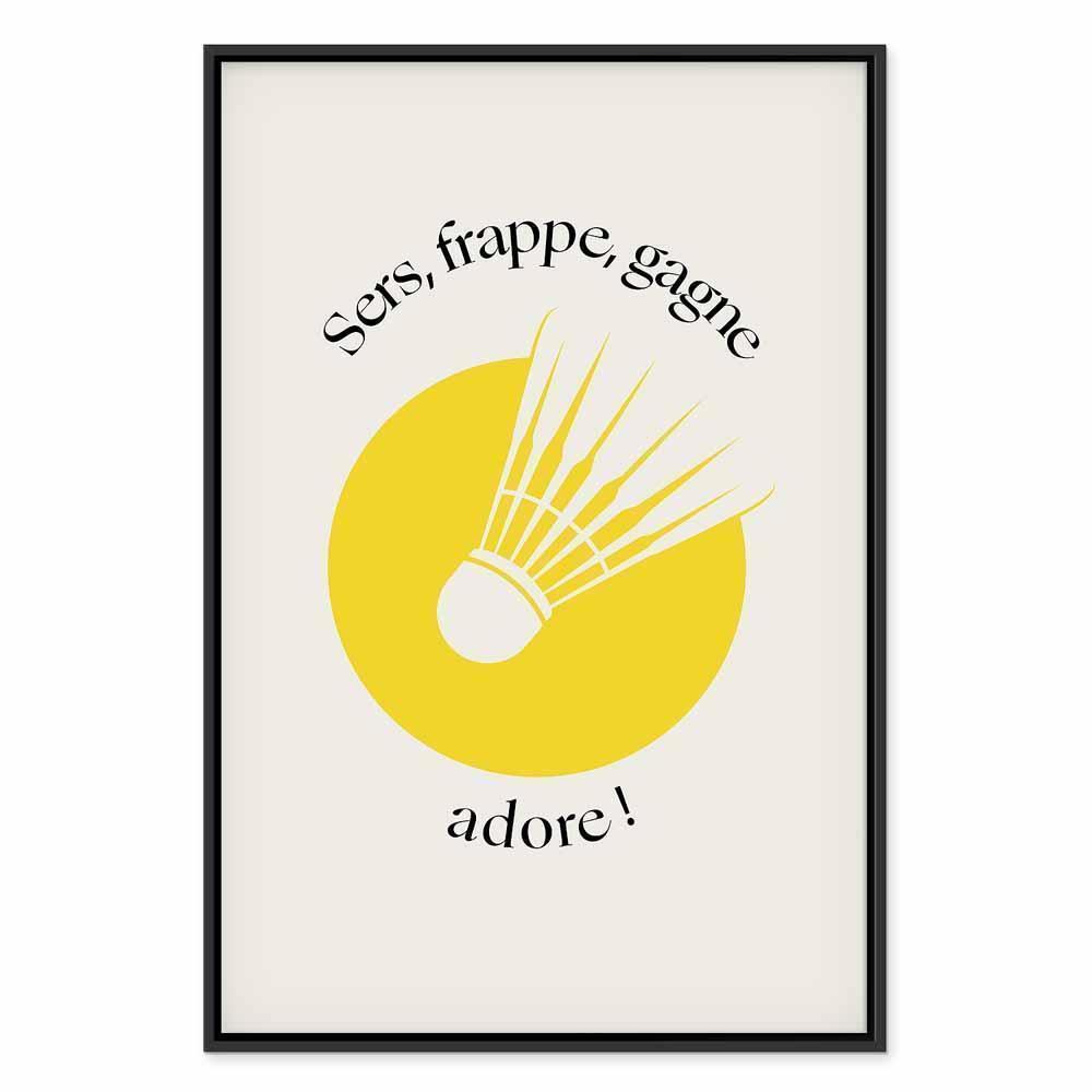 Leinwandbild - Badminton Shuttlecock on a Yellow Circle Background