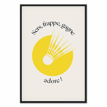 Leinwandbild - Badminton Shuttlecock on a Yellow Circle Background