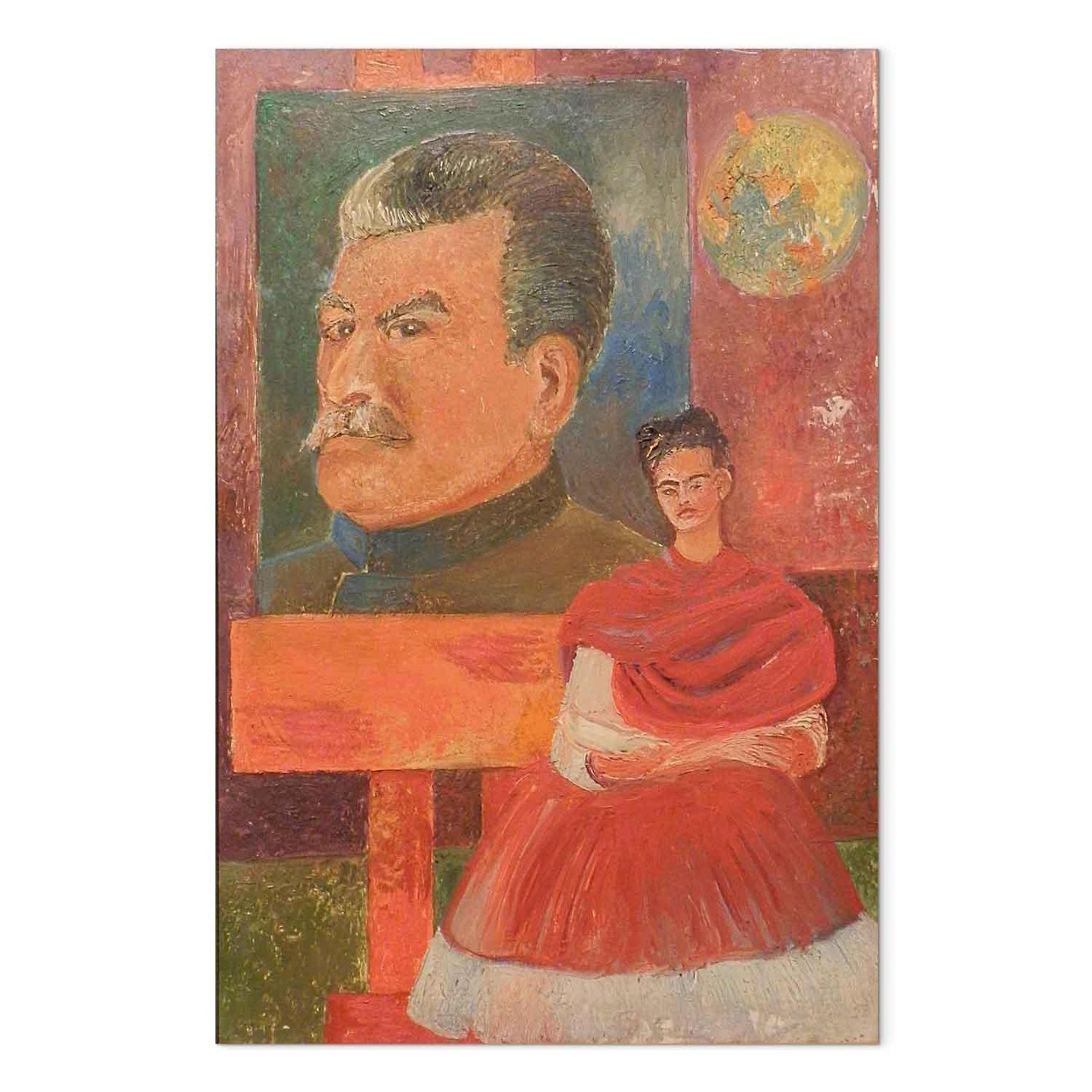 Leinwandbild - Frida Kahlo – Self-Portrait with Stalin