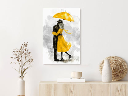 Leinwandbild - Under Yellow Umbrella (1 Part) Vertical Artgeist