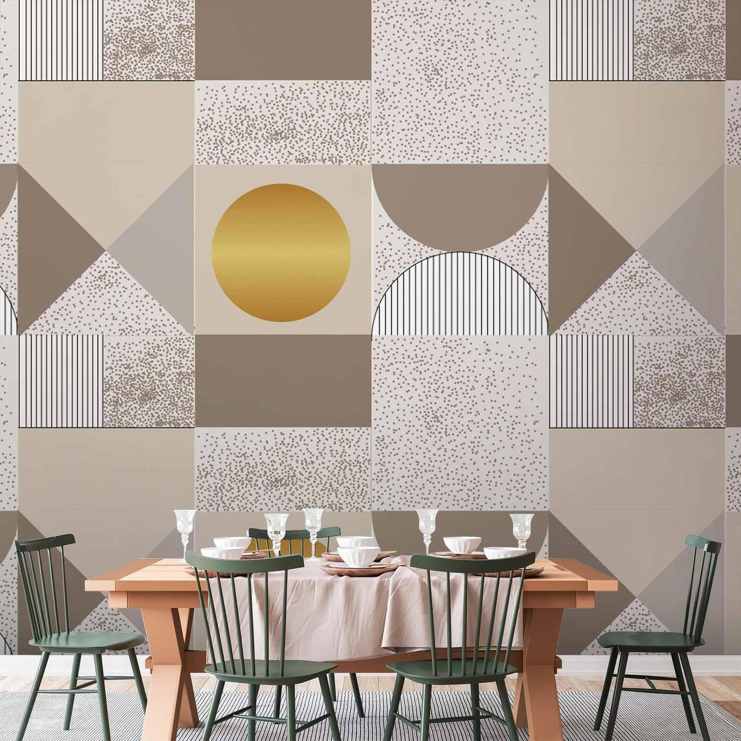 Fototapete - Beige and Gold Geometric Pattern