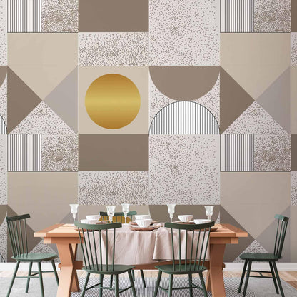 Fototapete - Beige and Gold Geometric Pattern