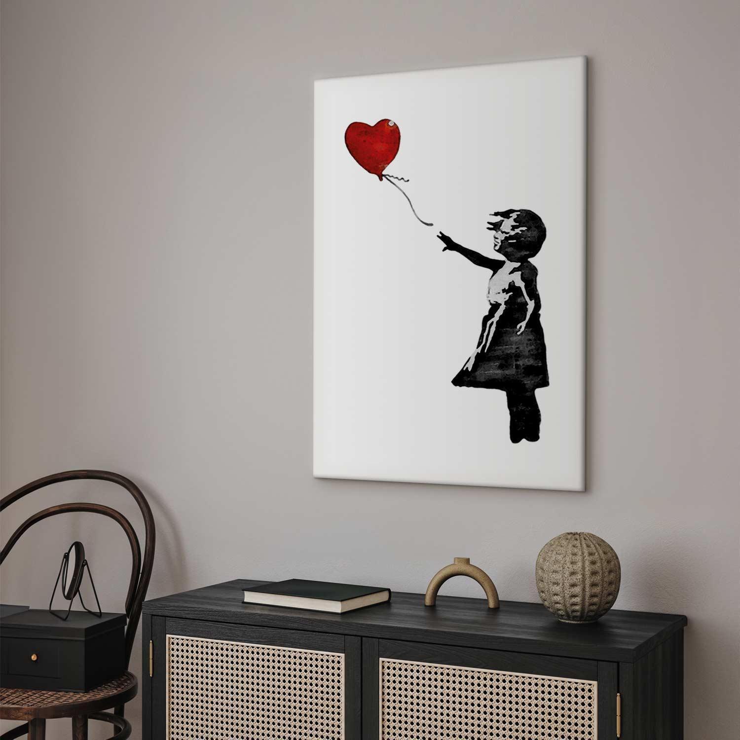 Leinwandbild - Banksy: Girl with Balloon (1 Part) Vertical Artgeist