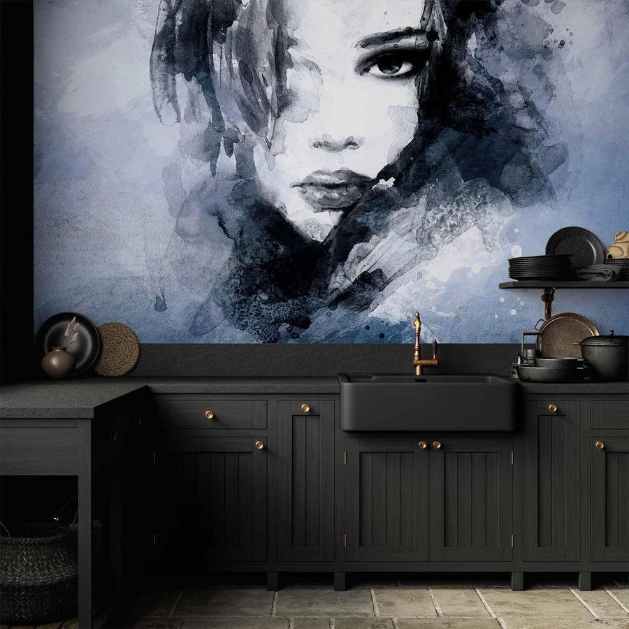Fototapete Blue Enigma – Abstraktes Wanddesign in Blau
