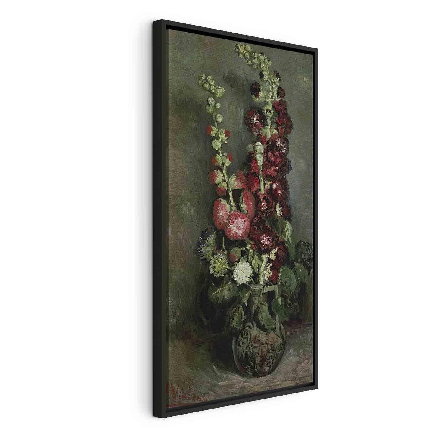 Leinwandbild - Vase of Hollyhocks (Vincent Van Gogh) Artgeist