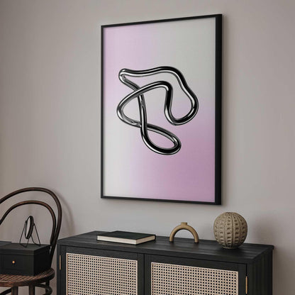 Poster - Silver Intricacies - fluid metallic figure on a gradient background